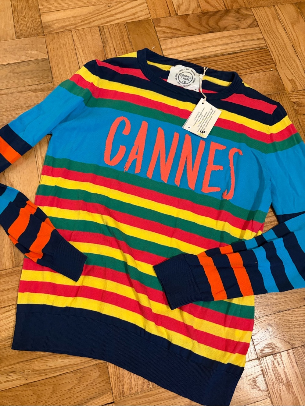 New Italian Luxury Knitwear Multicolor 'Cannes' Stripe Sweater